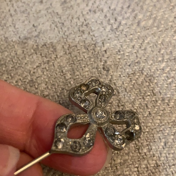 Two antique marcasite and crystal paste stick pins 1920s or maybe even earlier. - Picture 5 of 7